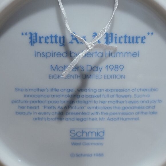 Vintage Schmid Hummel Mother's Day 1989 Pretty As A Picture Decorative Wall Hang - Picture 5 of 12